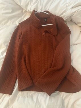 Emery Rose Textured Rust Knit Pullover